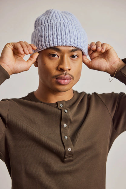Merino Wool Beanie - Aura Blue