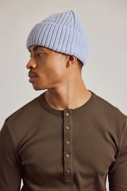 Merino Wool Beanie - Aura Blue