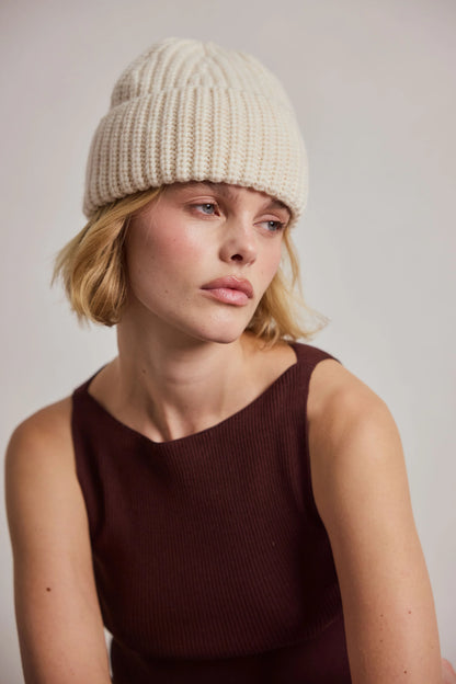 Merino Wool Beanie - Off White