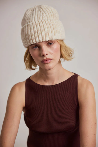 Merino Wool Beanie - Off White