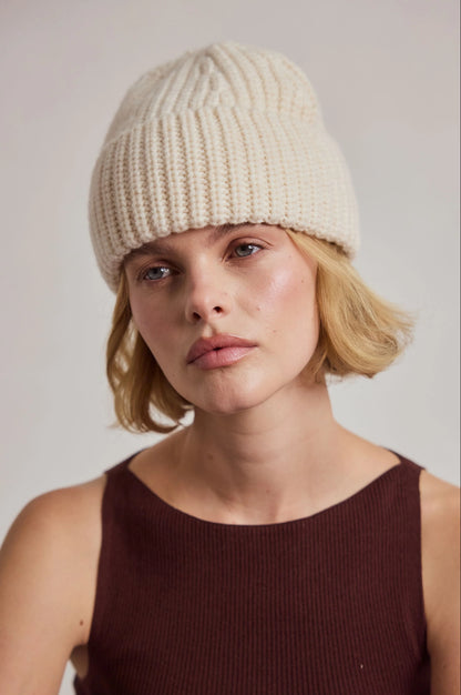 Merino Wool Beanie - Off White