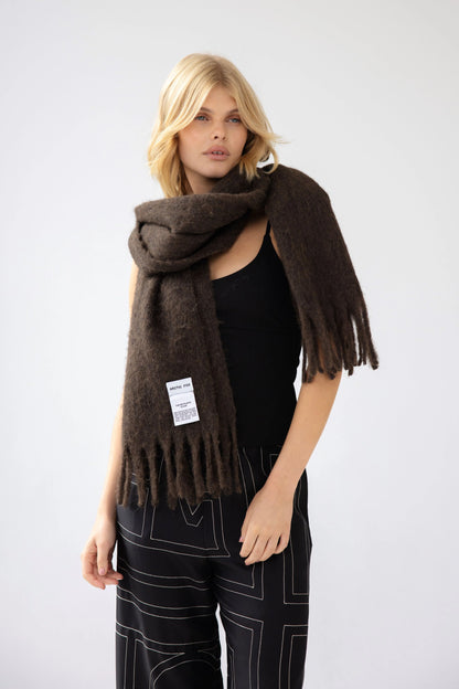 The Reykjavik Scarf with RWS Wool - Dark Chocolate Brown