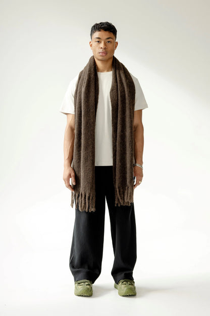 The Reykjavik Scarf with RWS Wool - Dark Chocolate Brown