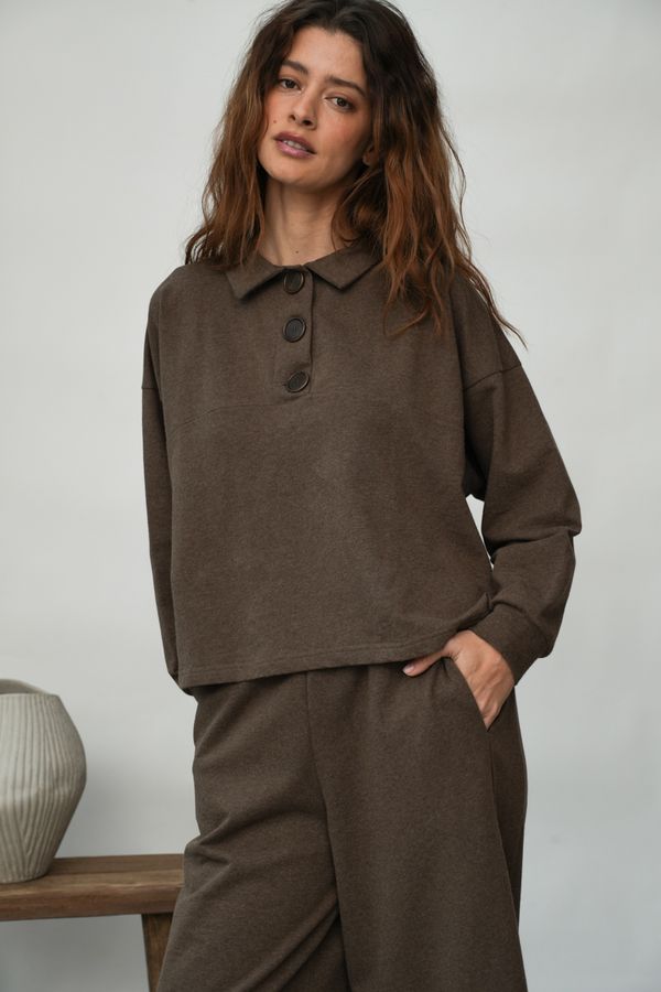 Holly Organic Cotton Sweatshirt in Brown Marl