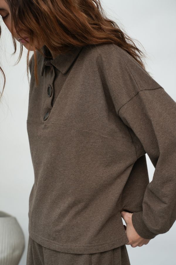 Holly Organic Cotton Sweatshirt in Brown Marl