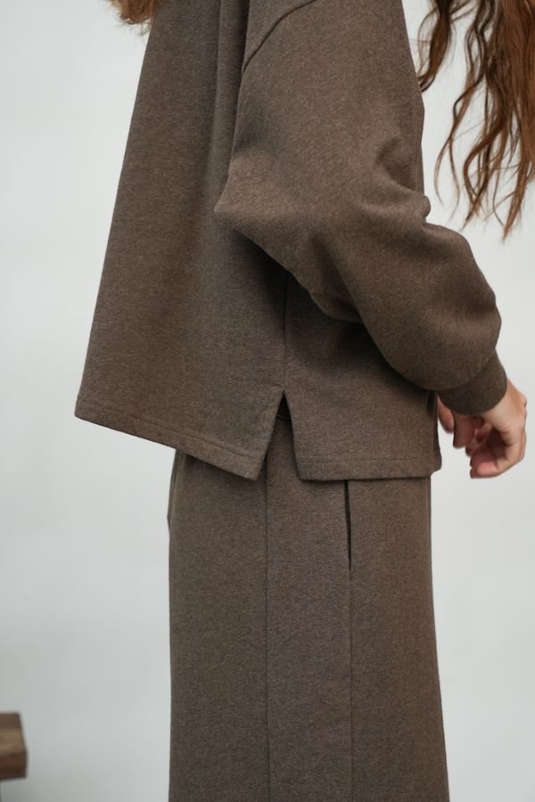 Nicky Organic Cotton Trousers in Brown Marl