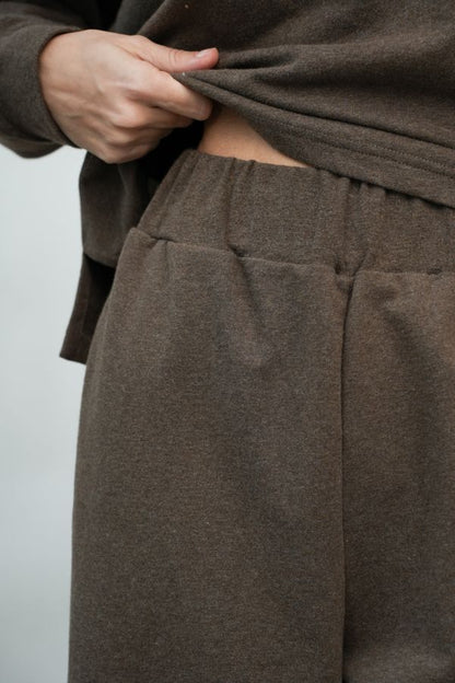 Nicky Organic Cotton Trousers in Brown Marl