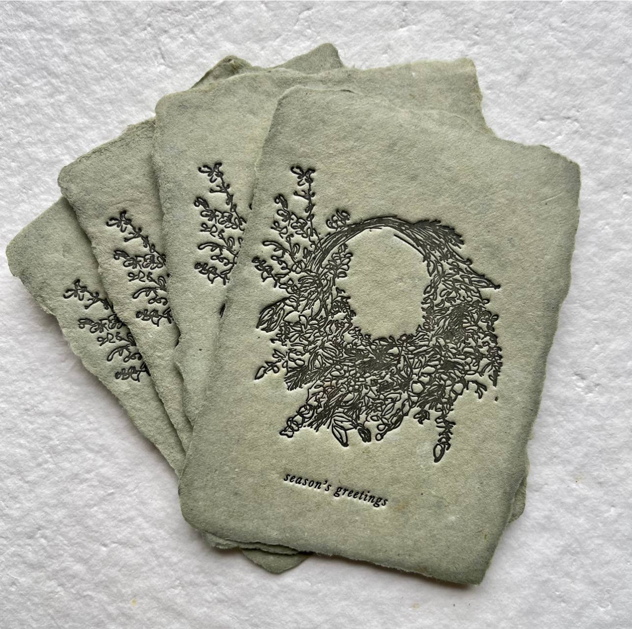 Season's Greetings Wreath Petite Note Cards - Set of Four