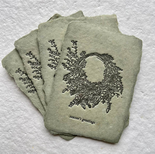 Season's Greetings Wreath Petite Note Cards - Set of Four