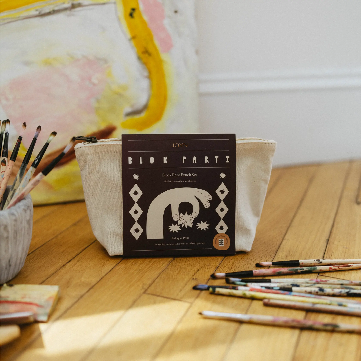 Block Printing Pouch Kit - Harlequin Print