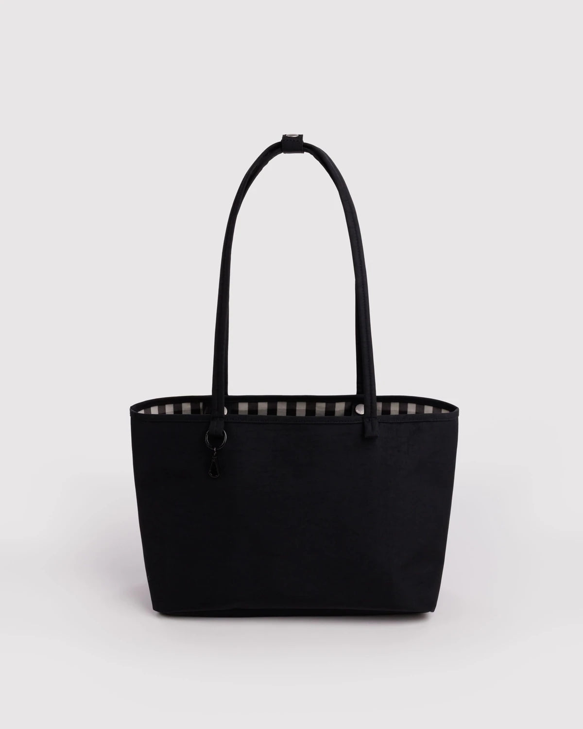 Medium Nylon Reversible Tote - Black Gingham Mix