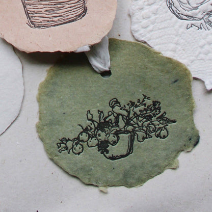 Handmade Letter-pressed Paper Ornaments: Set of three (multiple options)