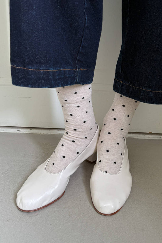 Sneaker Socks - Polka Dot - Oatmeal/Black