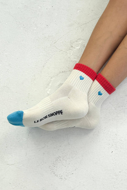 Embroidered Color Block Girlfriend Socks - Multiple Colors