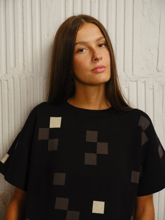 Albers Short Sleeve Sweater Tee - Obsidian