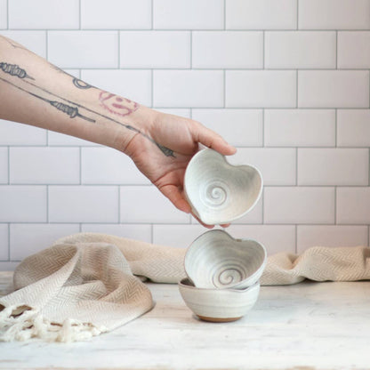 Handmade Heart-Shaped Small Bowl - Cream