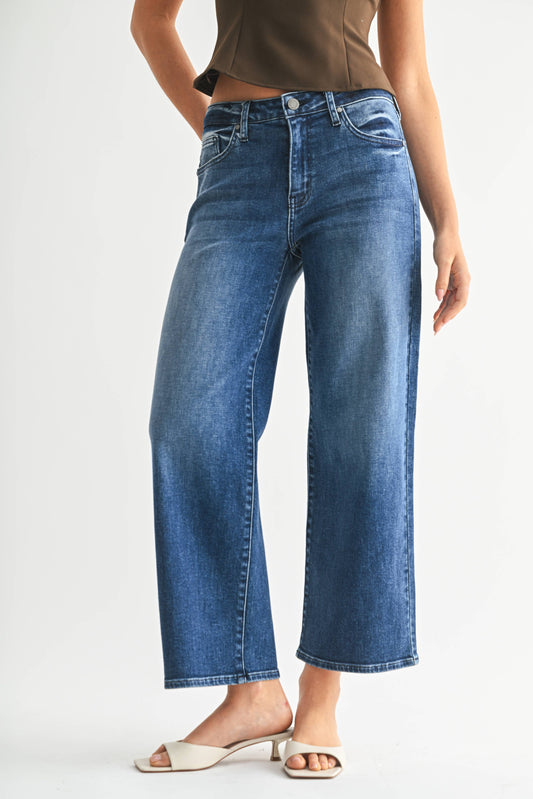 Petite Slim Wide Leg - Dark Denim