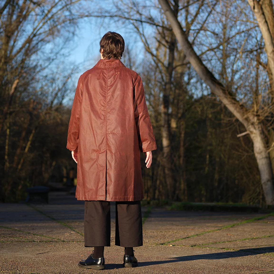 Waxed Cotton Oversized Louis Coat - Chestnut
