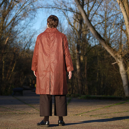 Waxed Cotton Oversized Louis Coat - Chestnut