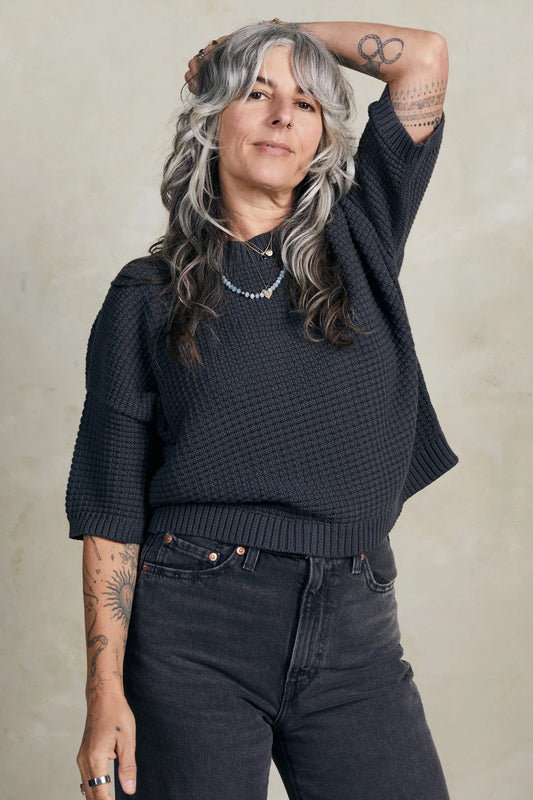 Cody Waffle Tee - Charcoal