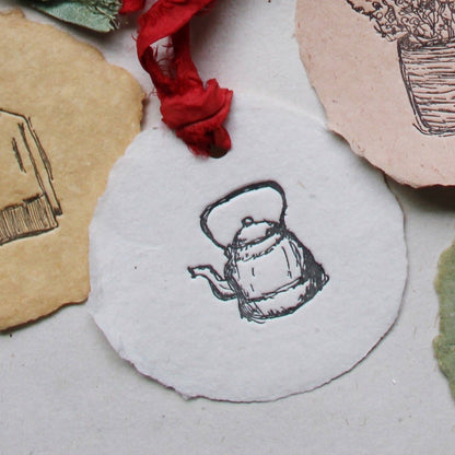 Handmade Letter-pressed Paper Ornaments: Set of three (multiple options)