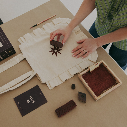 Block Printing Kit - Fern Ruffle Tote