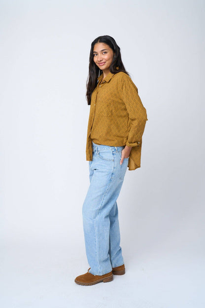 Good Boyfriend Shirt - Sunflower Overdye Honeycomb