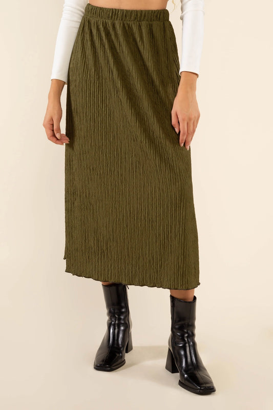 Grove Pleated Midi Skirt
