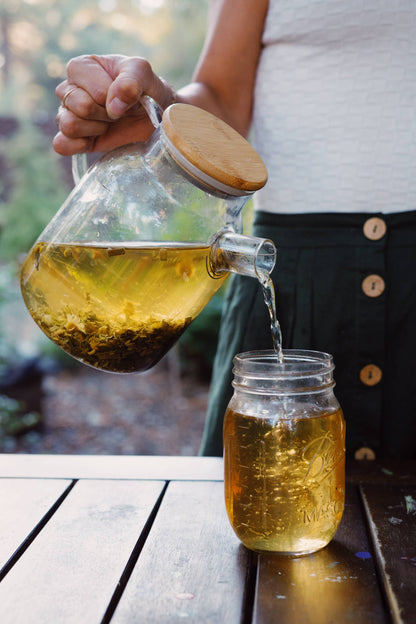 Teapot with Bamboo Lid - 1.8L / 60oz | Borosilicate Glass