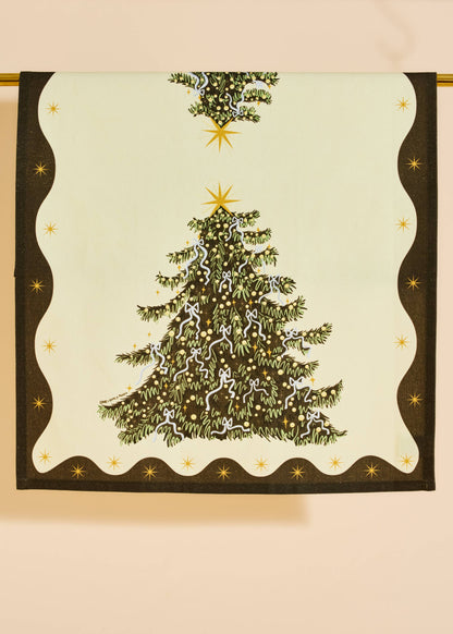 Christmas Tree With Bows Tea Towel