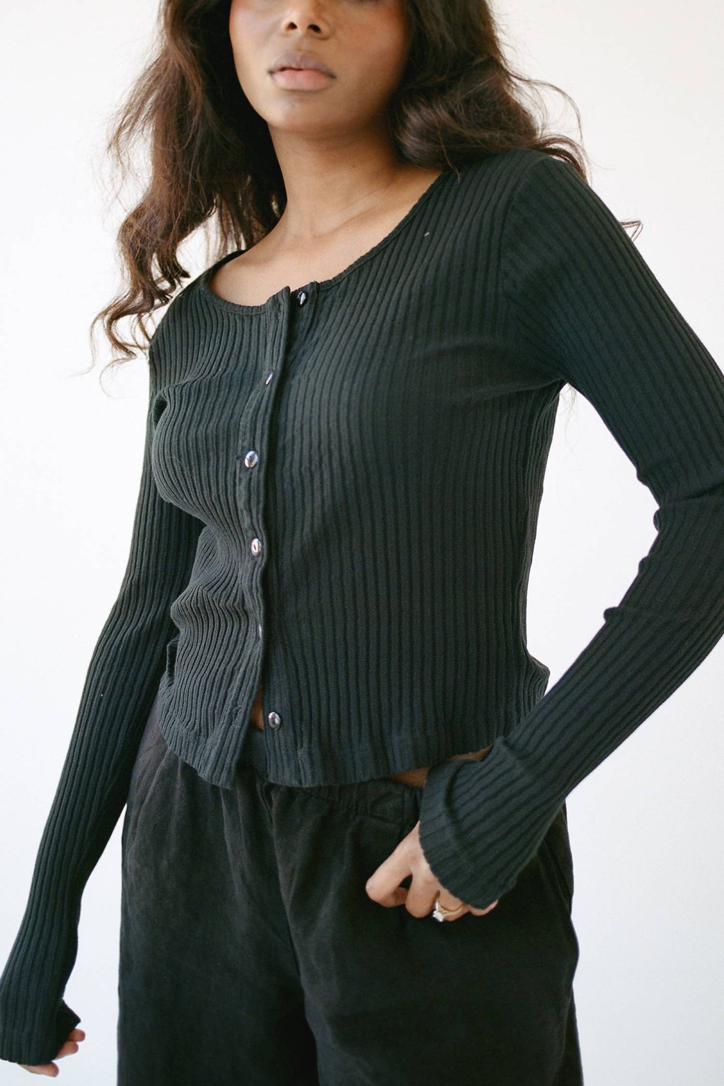 Pointelle Cardigan - Black