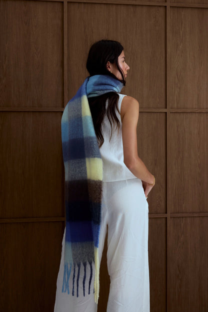 The Reykjavik Scarf - Blue Yellow Check