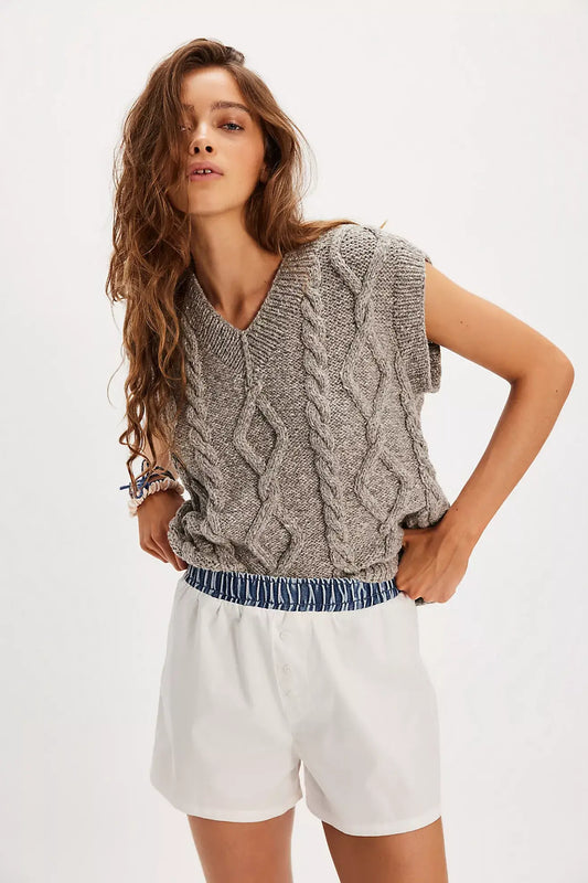 Laimė Alpaca Wool & Cotton Vest - Cloud Grey