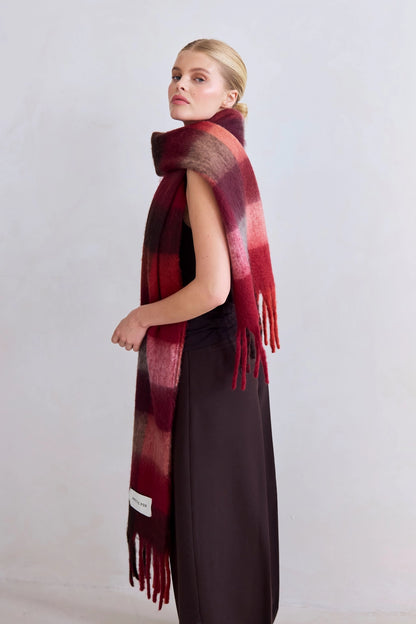 The Reykjavik Scarf - Burgundy Check