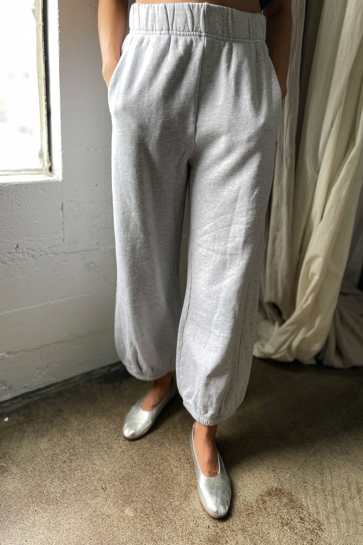 French Terry Balloon Pants - Light Ht. Grey