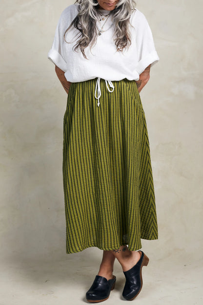 Fawn Skirt Stripe - Avocado + Black Stripe