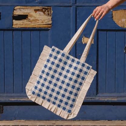 Block Printing Kit - Gingham Ruffle Tote