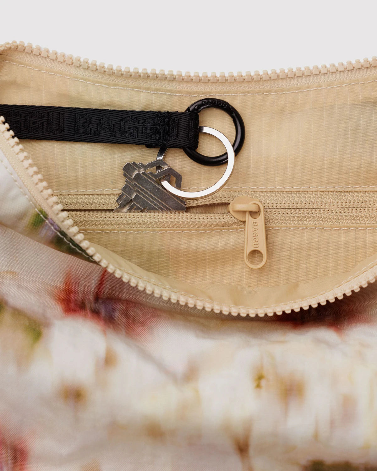 Medium Nylon Crescent Bag - Abstract Floral