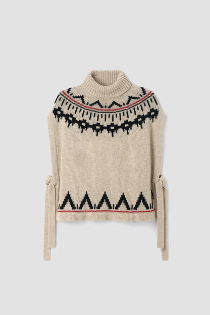 Kanon-Sue Recycled Wool Knitted Vest - Cream Marl Fairisle