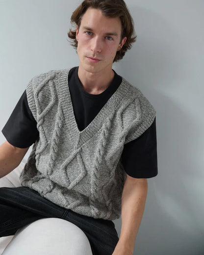 Laimė Alpaca Wool & Cotton Vest - Cloud Grey
