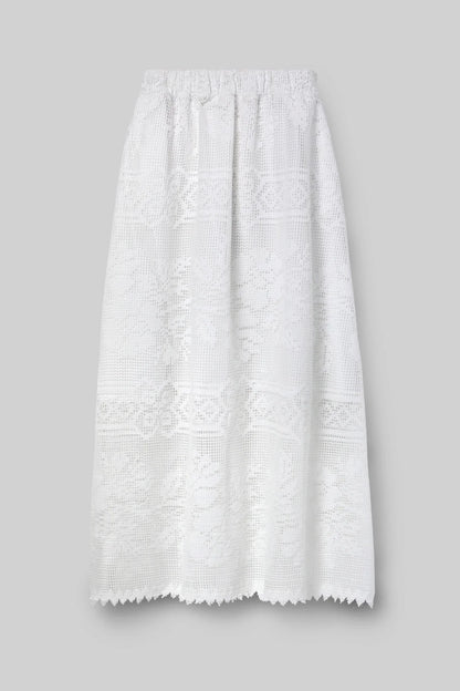 Lyla-Fay Cotton Lace Skirt in White by HANNAH BEAUMONT