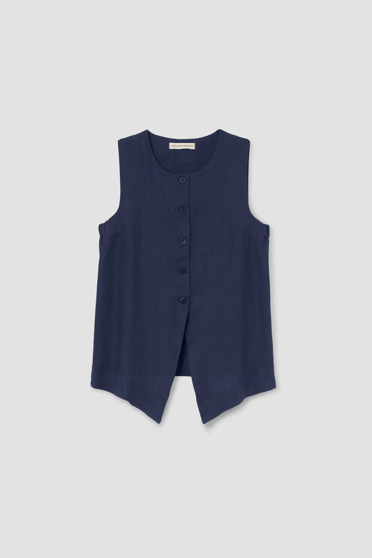 Olivia-May Linen Waistcoat in Midnight