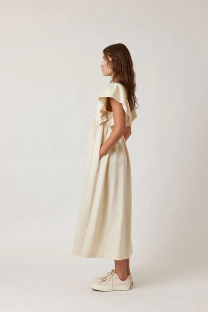 Ruffle Sleeve Midi Dress