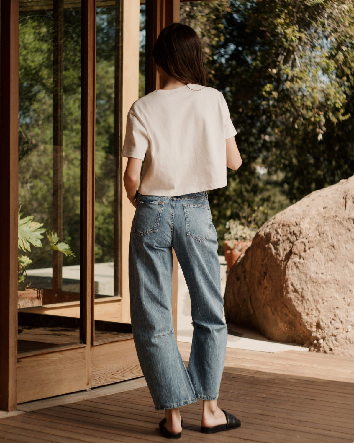 Pilon Wide Denim 5 Pocket Jean - Marble Ocean Blue