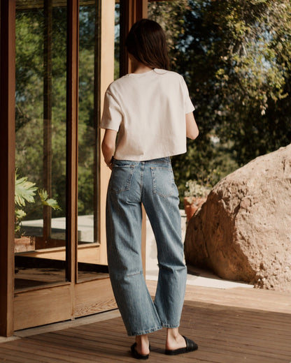 Pilon Wide Denim 5 Pocket Jean - Marble Ocean Blue