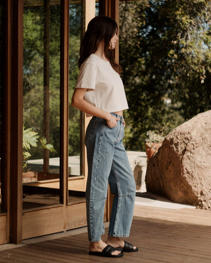 Pilon Wide Denim 5 Pocket Jean - Marble Ocean Blue