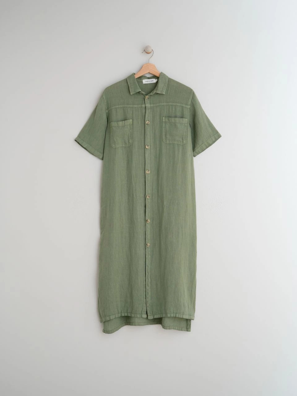 Linen Shirt Dress - Basil