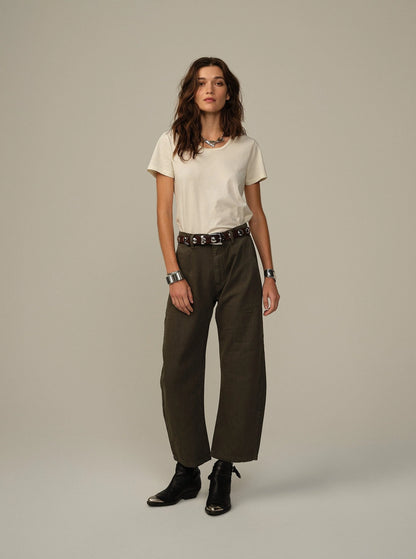 Pilon Recycled Cotton Trouser - Moss