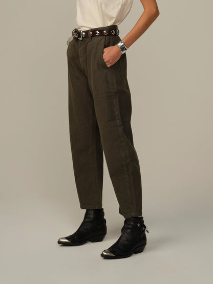 Pilon Recycled Cotton Trouser - Moss
