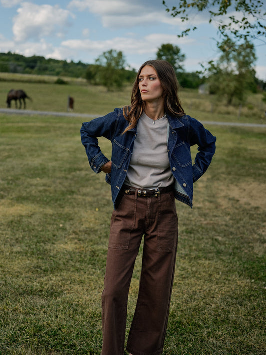 River Pant in Garment Dyed Recycled Cotton - Mud